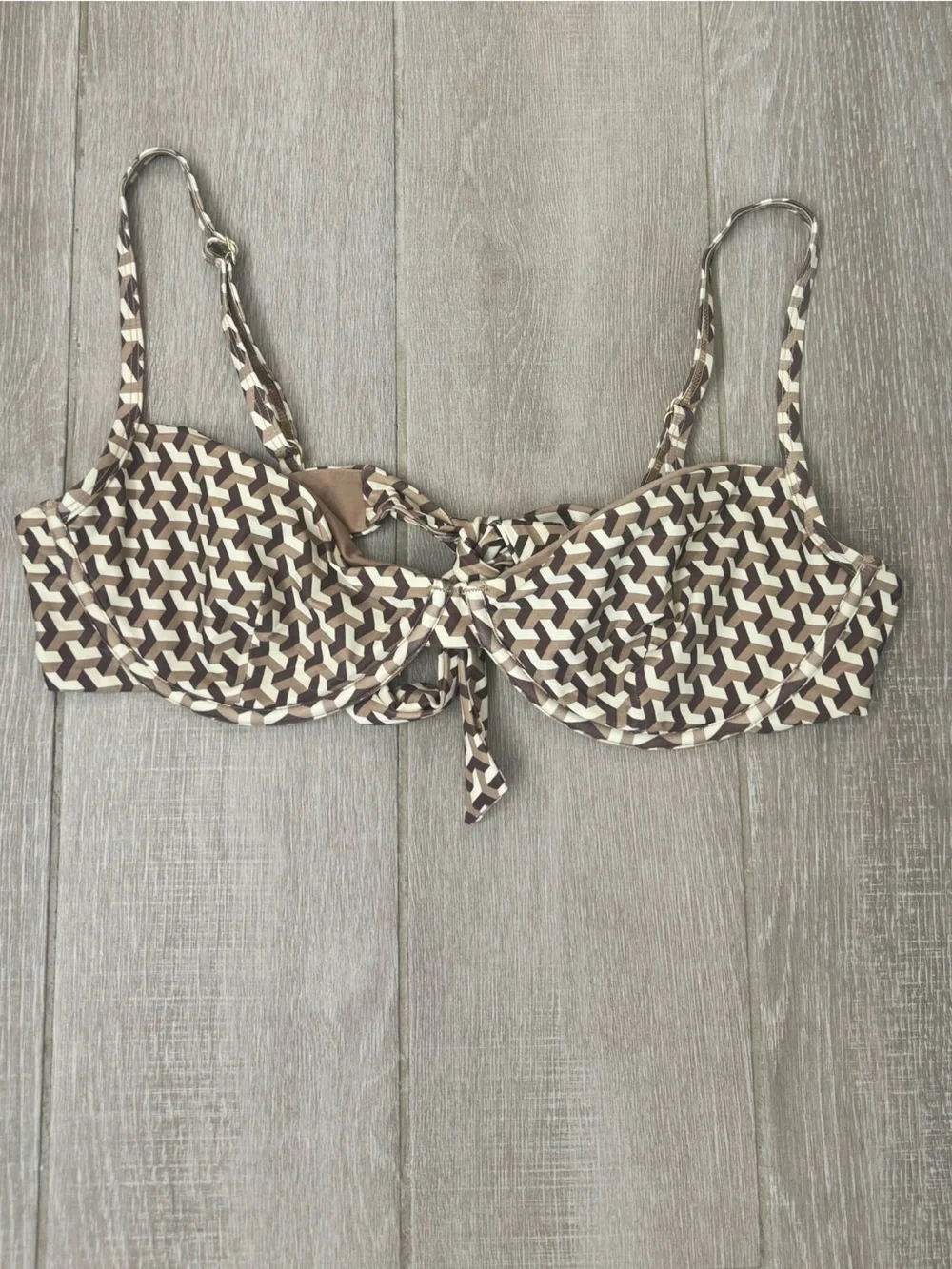 Monday Swimwear Capri Top - Husk Geo - Husk bikini Top
